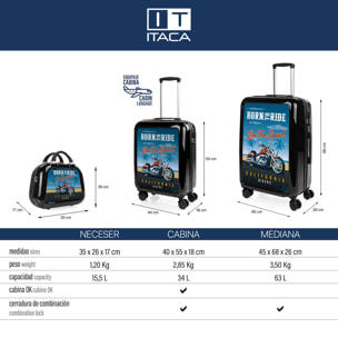 Juego De Maletas Pc Itaca Base Negro Negro Ride