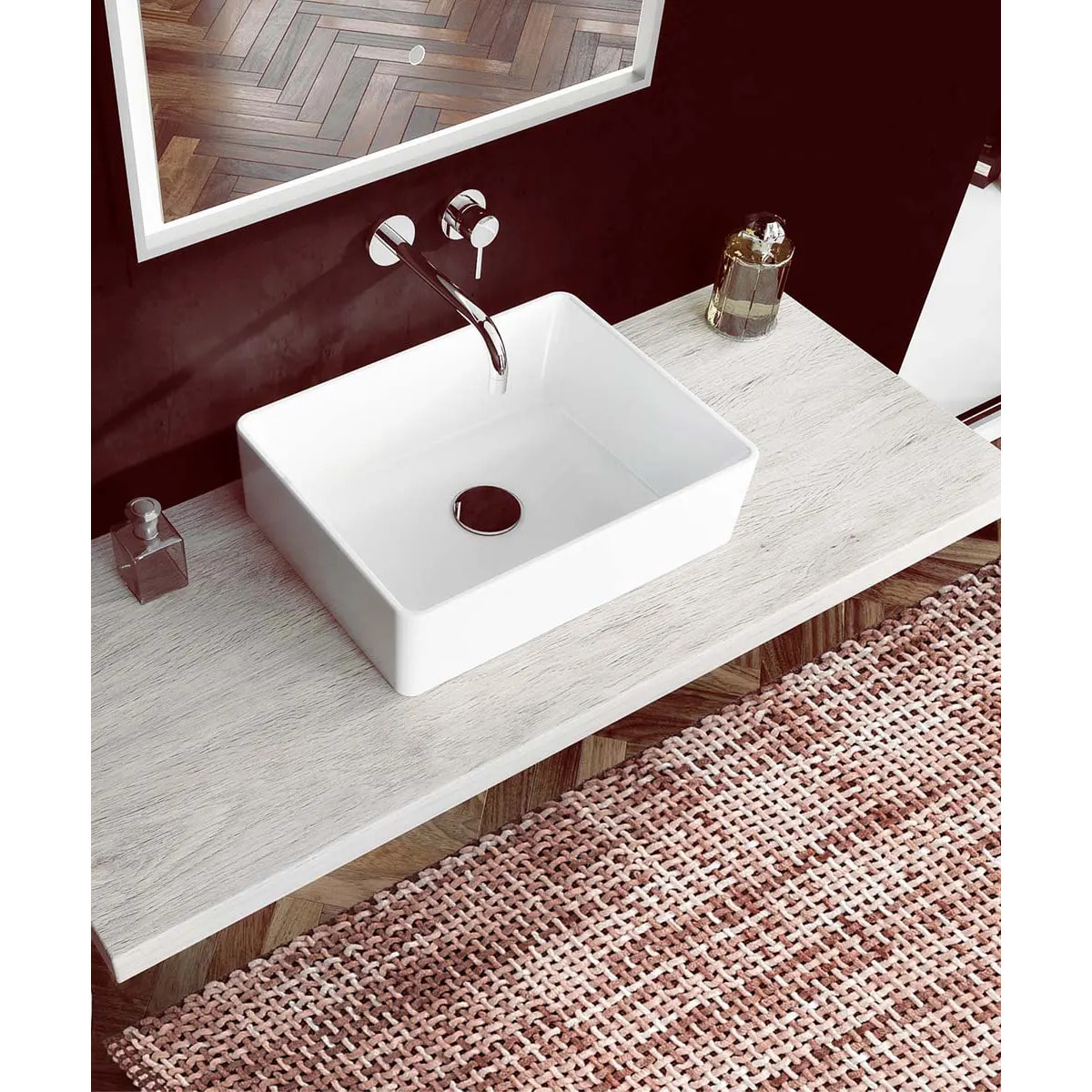 Tappeto bagno CRAZY ROSA in microfibra misto cotone, morbido antiscivolo lavabile in lavatrice, tappetino lavabo sanitari bagno