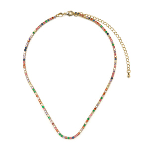 Collar con Circonita Multicolor acabado oro 18k