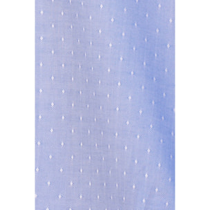 Camicia Uomo 2 Bottoni Button Down Slim Oxford Fantasia Blu Inchiostro\Bianco