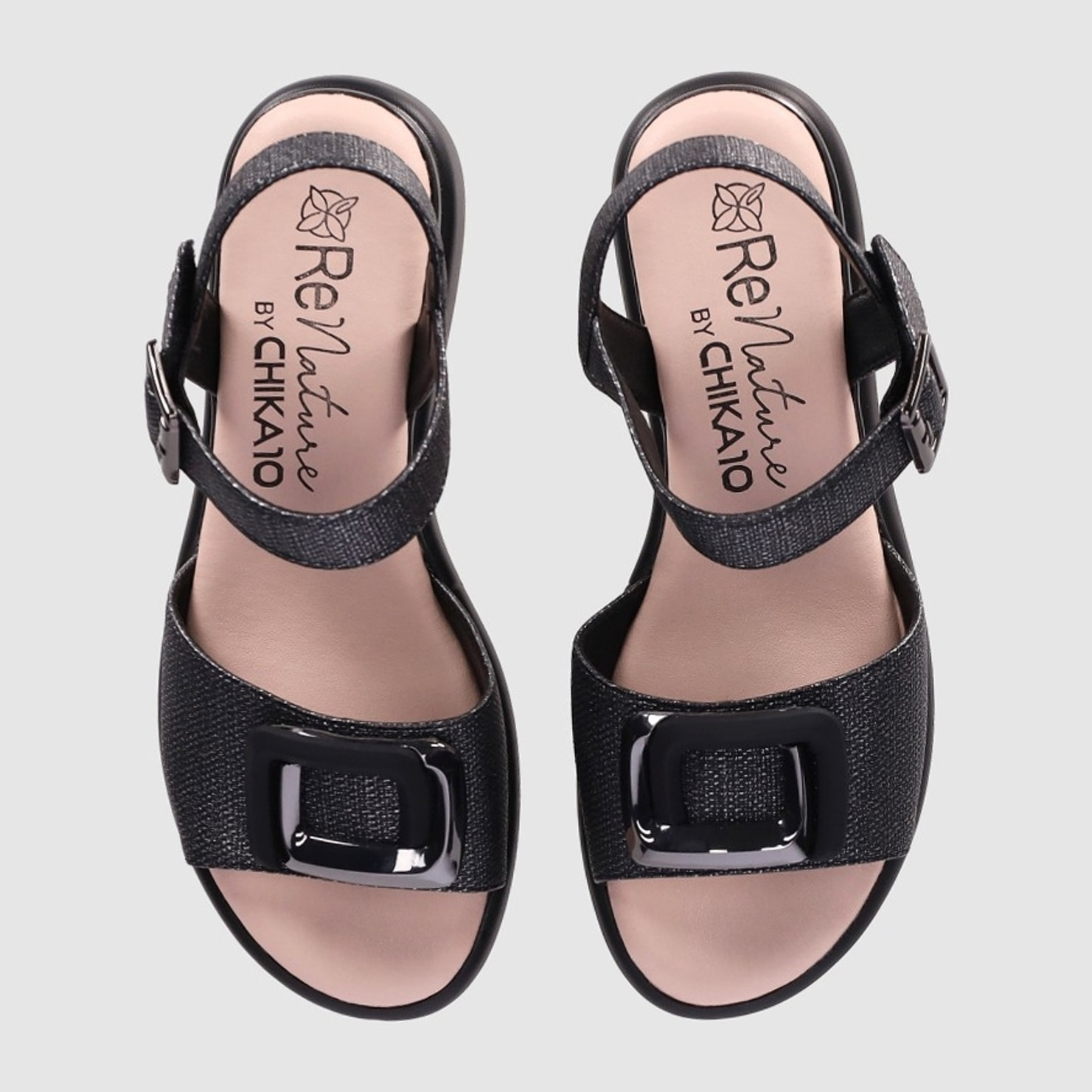 Sandalias de Piel Sintética - Negro - Tacón: 5 cm