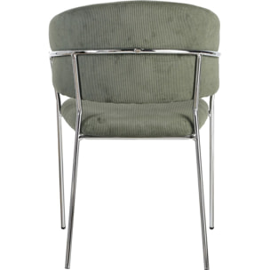 Lot de 2 chaises en velours côtelé, piètement chromé - ISYA