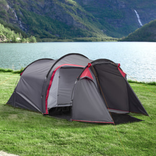 Tienda de Campaña Familiar 2-3 Personas Plegable Impermeable 2000+ mm a Prueba de UV 20+ con Vestíbulo y 4 Estaciones para Camping Senderismo Festivales 426x206x154 cm Gris Oscuro