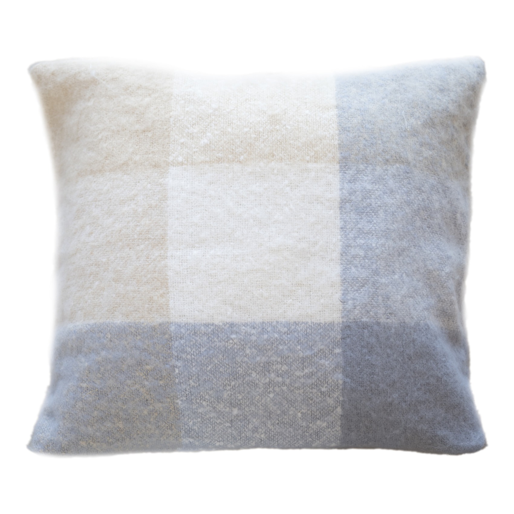 Housse de coussin à carreaux aspect mohair - Bleu