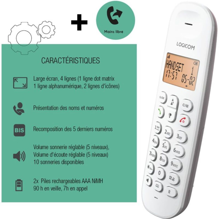 Téléphone sans fil LOGICOM Iloa Solo Taupe