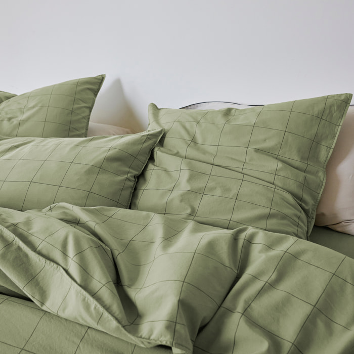 Taie d'oreiller en percale de coton lavé, IMPRESSION GRAPHIQUE