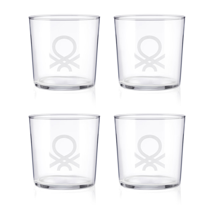 Set 4pcs vasos de agua cristal logo transparente  benetton