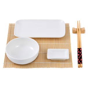 Set sushi de 12 piezas (porcelana + bambu + madera) bergner colección foodies