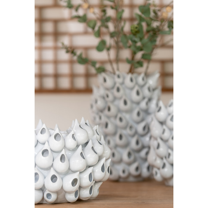 J-Line Vase Anemone Haut Ceramique Blanc Large