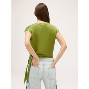 Motivi - Blusa de raso con nudo - Verde claro