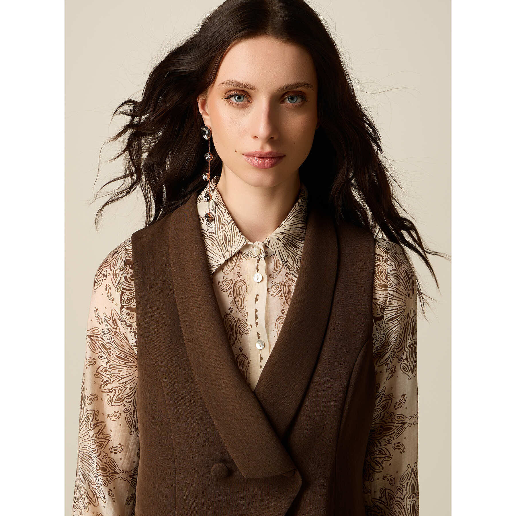 Oltre - Gilet corto sartoriale - Marrone