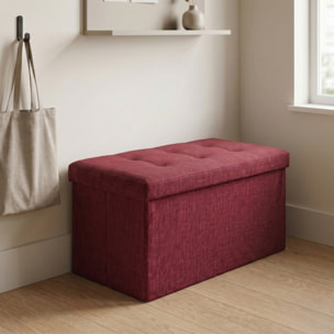 Pouf contenitore imbottito in tessuto con seduta lunga, panca multifunzione con spazio interno, ideale come poggiapiedi, seduta o contenitore, pratico e versatile per soggiorno, camera o ingresso, facile da pulire, dimensioni 76x34x34 cm