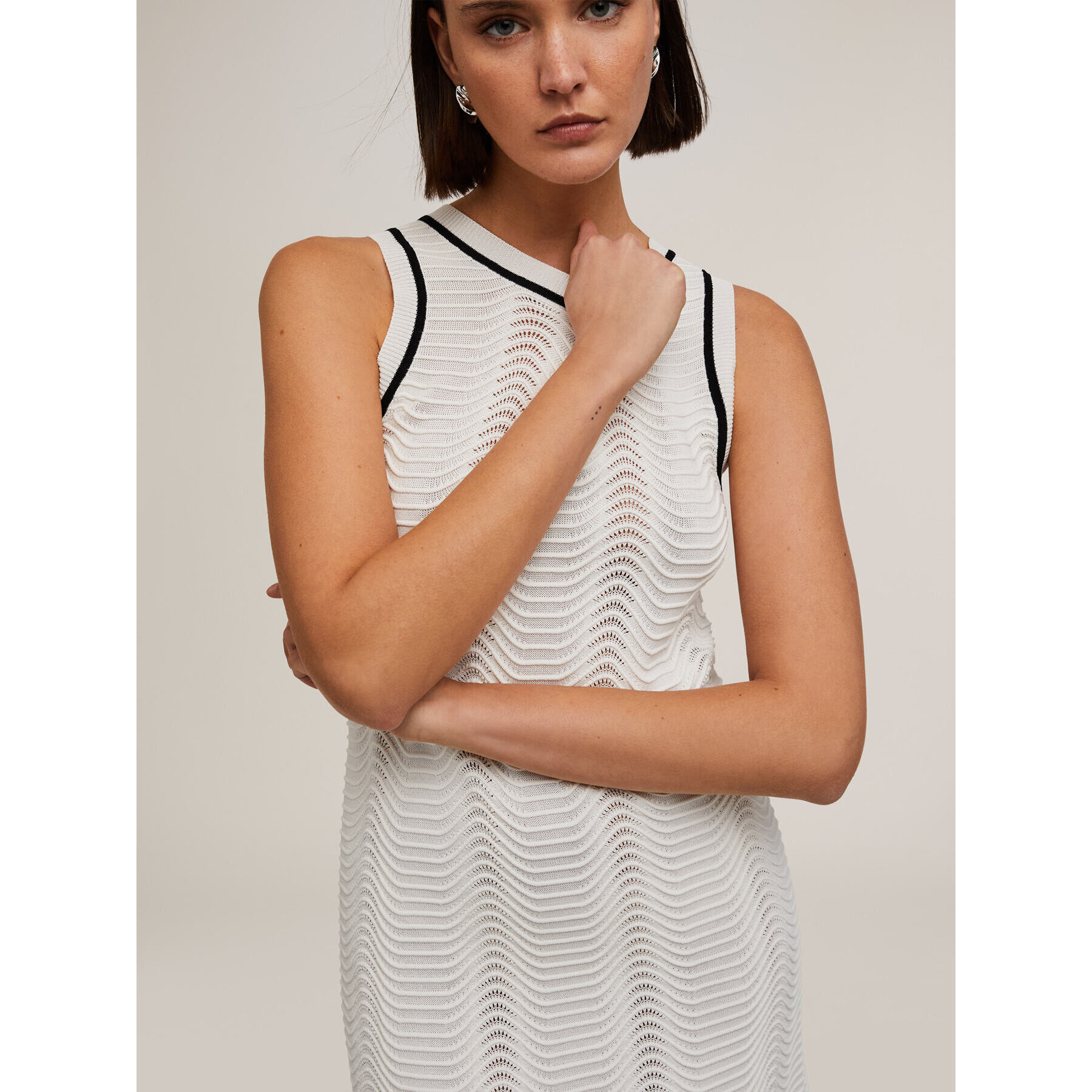 Motivi - Vestito in maglia punto mosso - Bianco