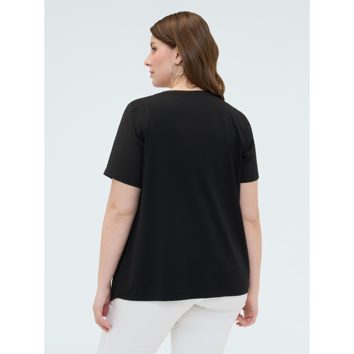 Fiorella Rubino - T-shirt bimaterica con dettaglio portafoglio - Nero