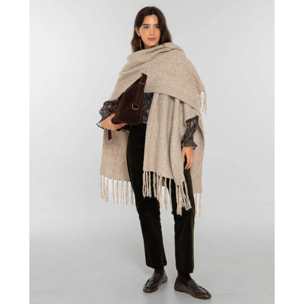 Poncho jaspeado con flecos