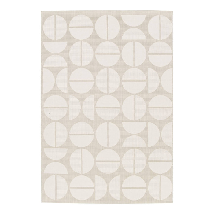Tapis intérieur/extérieur motifs géométriques beige polyester recyclé Megan 160x230cm
