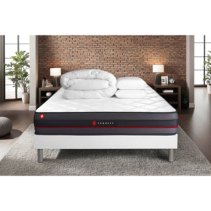 Pack prêt à dormir matelas REGEN à mémoire de forme + sommier kit blanc + Couette + 2 oreillers