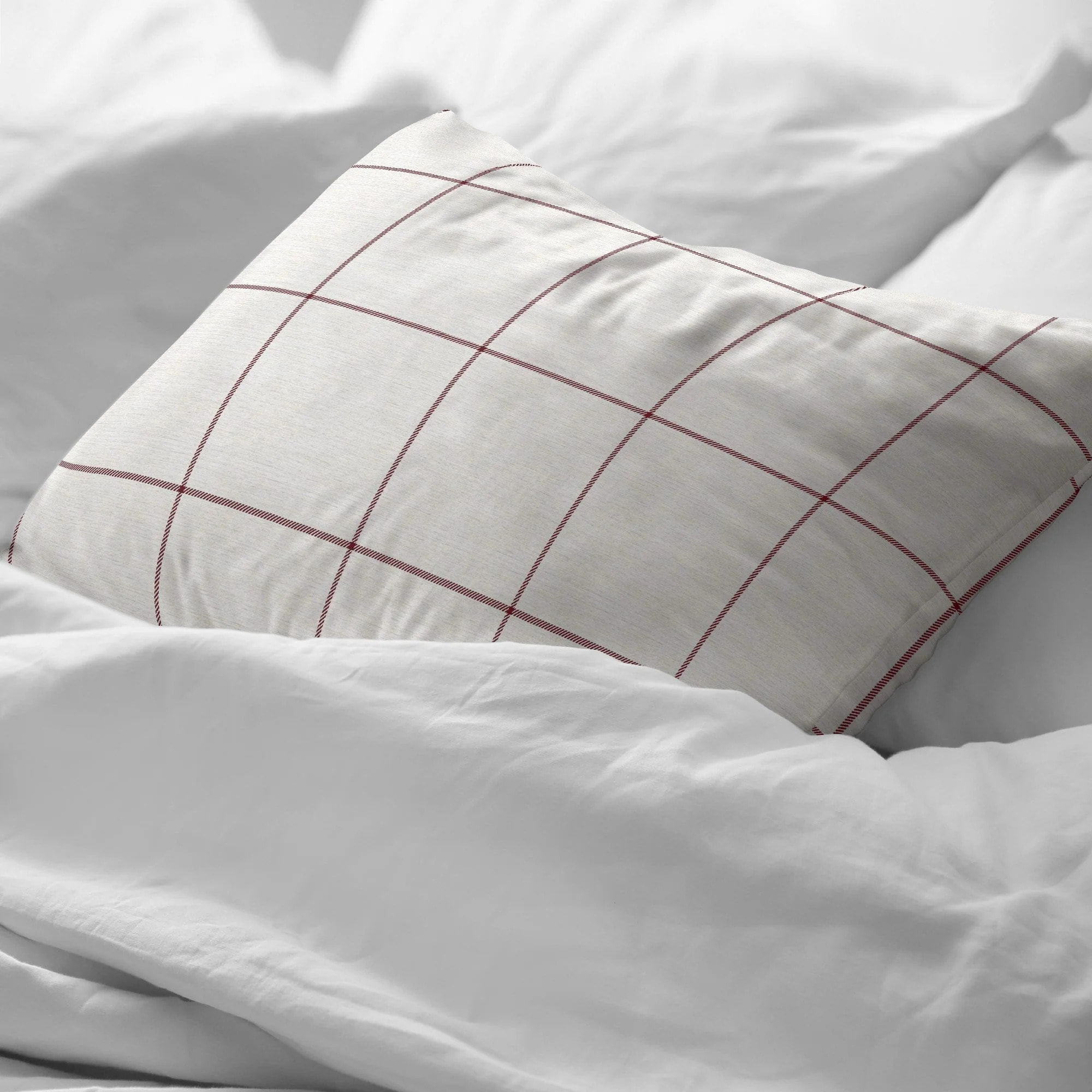 Taie d'oreiller Red Windowpana