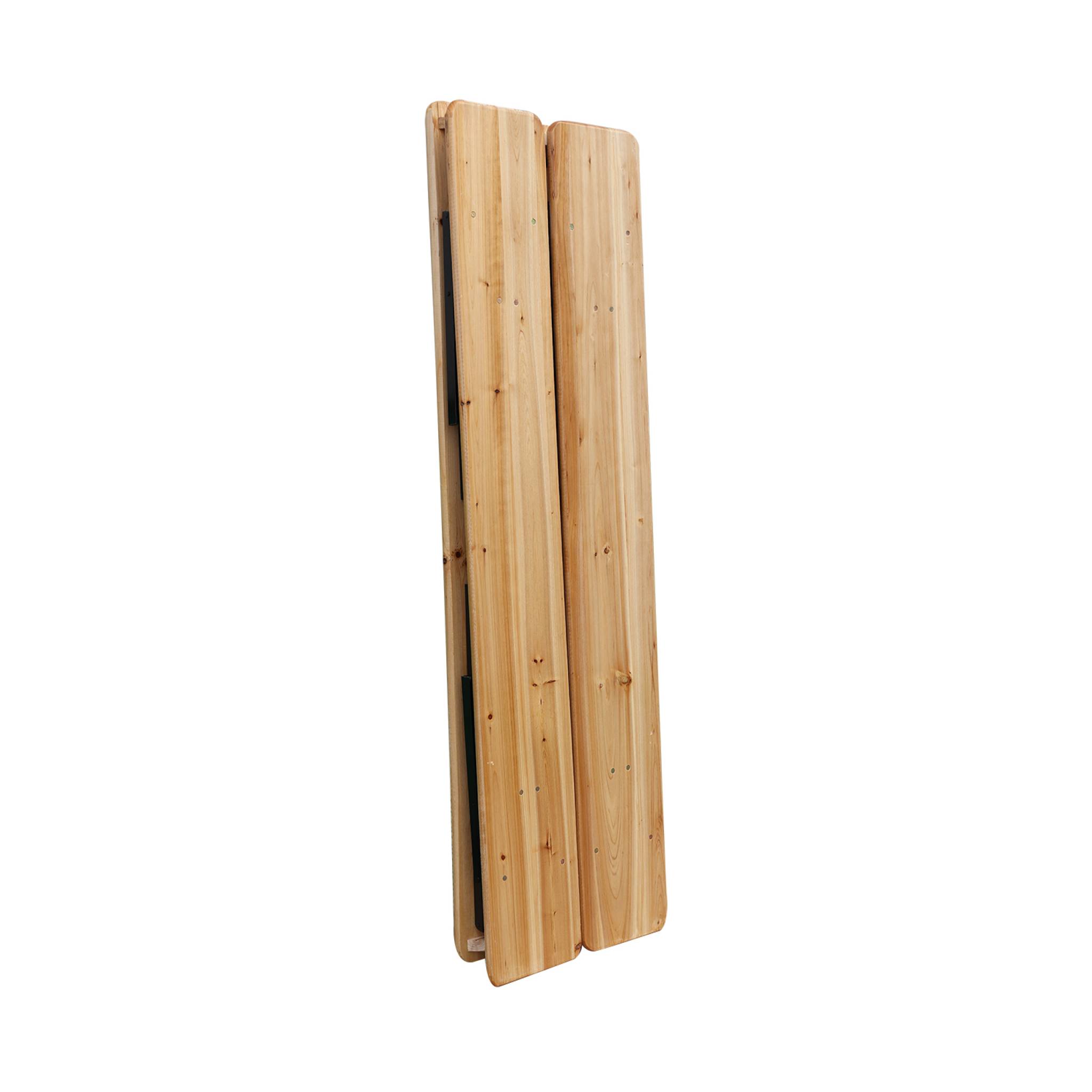 Lot de 2 tables de réception pliantes bois de sapin 2 bancs naturel Bayonne esprit brasserie 12 places