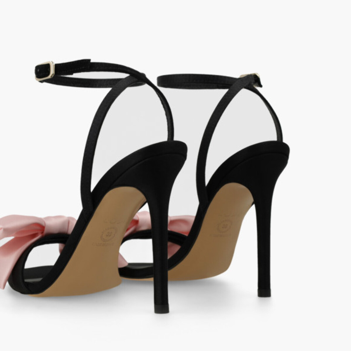 SANDALIAS NEGRAS LAZO ROSA WANS-TE