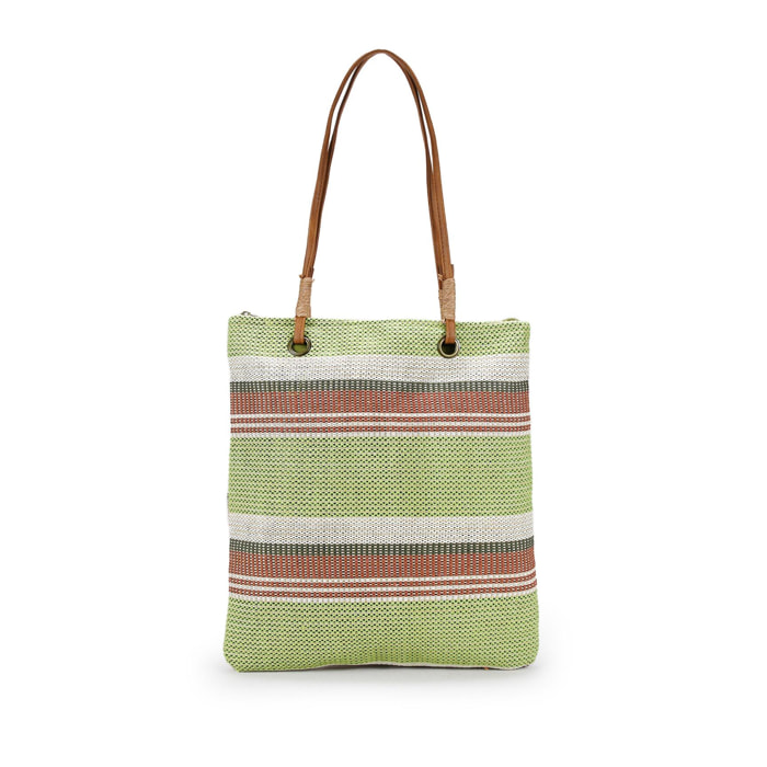 Bolso de playa tipo shopper verde en rafia