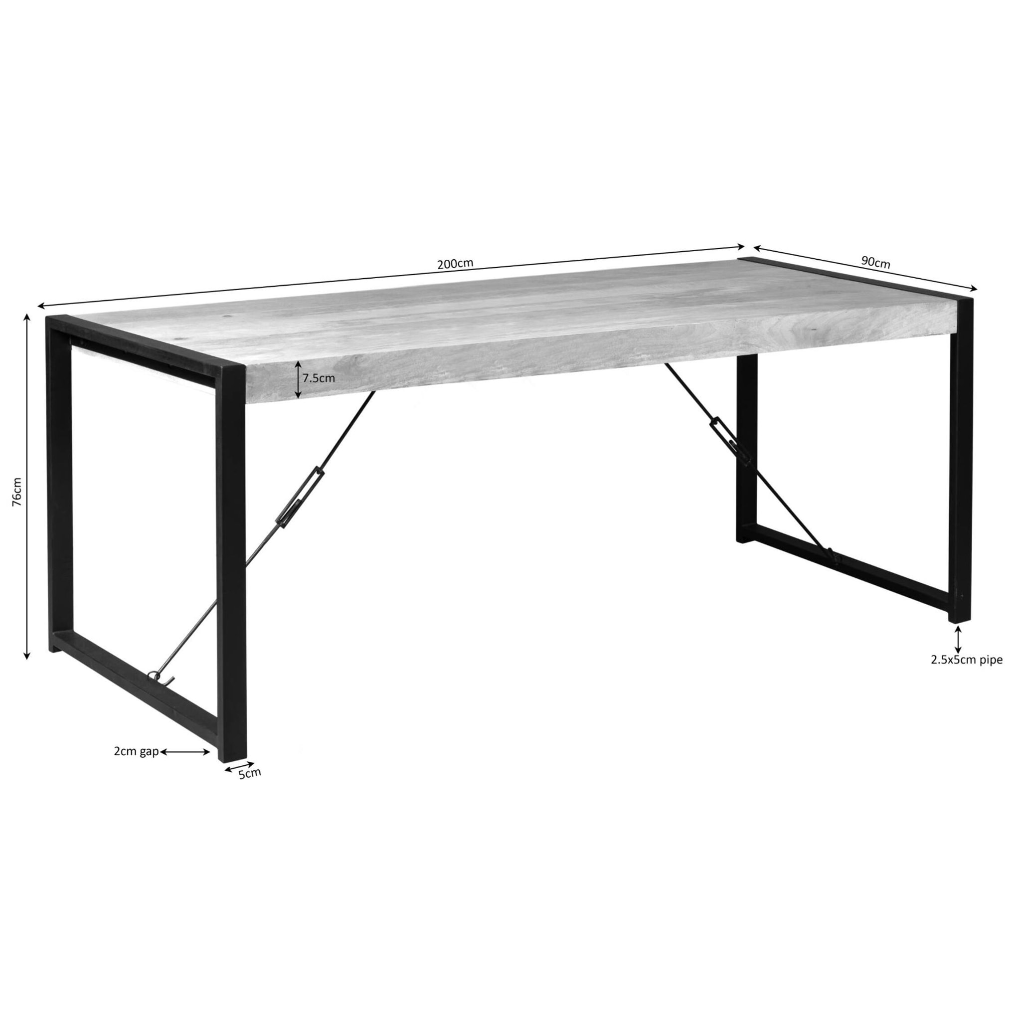 Table à manger bois métal 200 cm MILORA