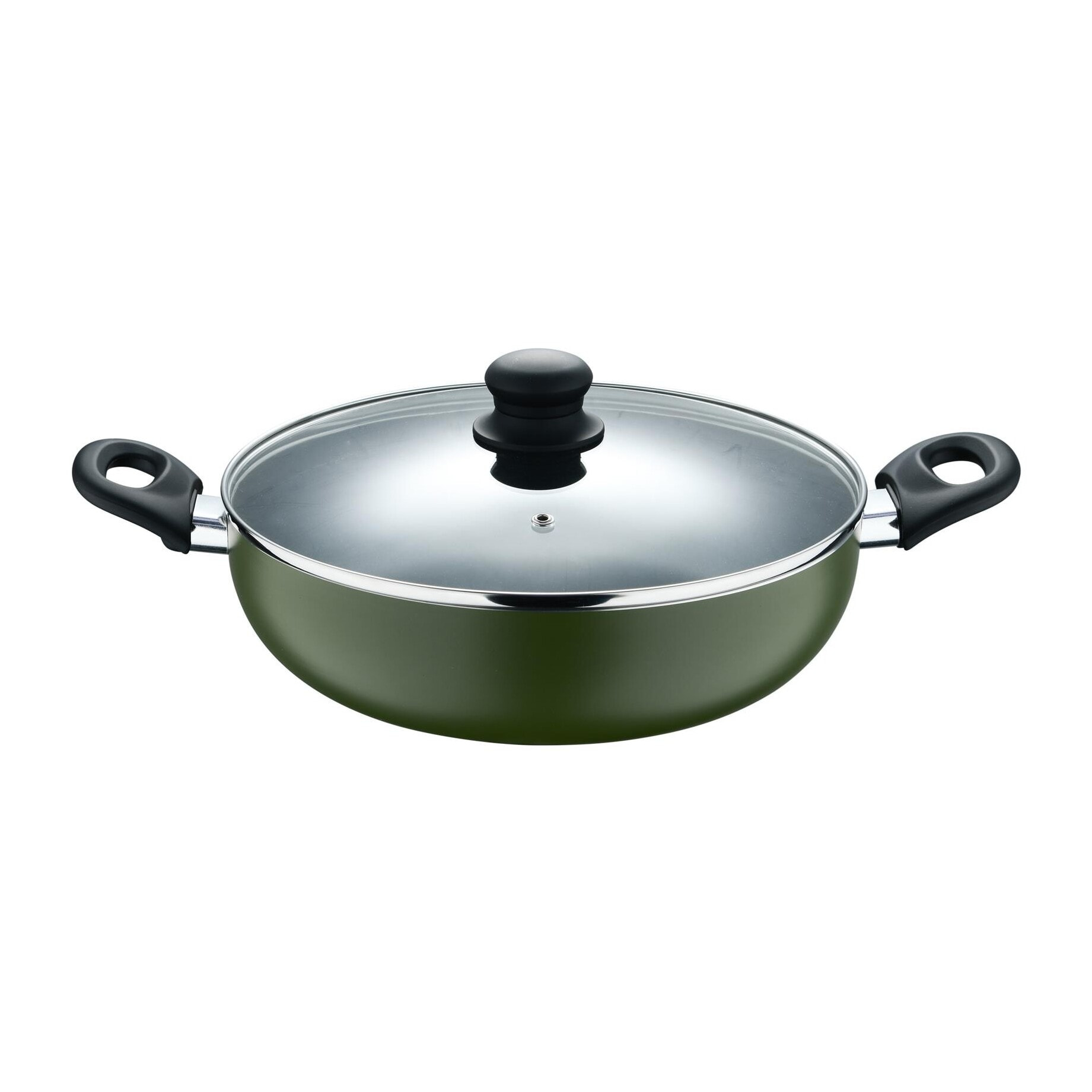 Cacerola baja con tapa ø28x8 cm en aluminio prensado, antiadherente, ideal para cocina diaria expert san ignacio