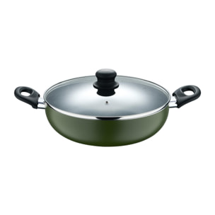 Cacerola baja con tapa ø28x8 cm en aluminio prensado, antiadherente, ideal para cocina diaria expert san ignacio