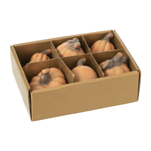 J-Line décoration Citrouille - porcelaine - marron - boîte de 6