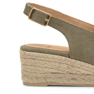 Alpargatas de cuña de mujer destalonadas Diana estilo peep-toe en algodón orgánico lavado