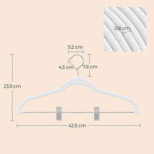 Set de perchas de terciopelo con clips ajustables - Antideslizantes, muy finas, con ganchos giratorios