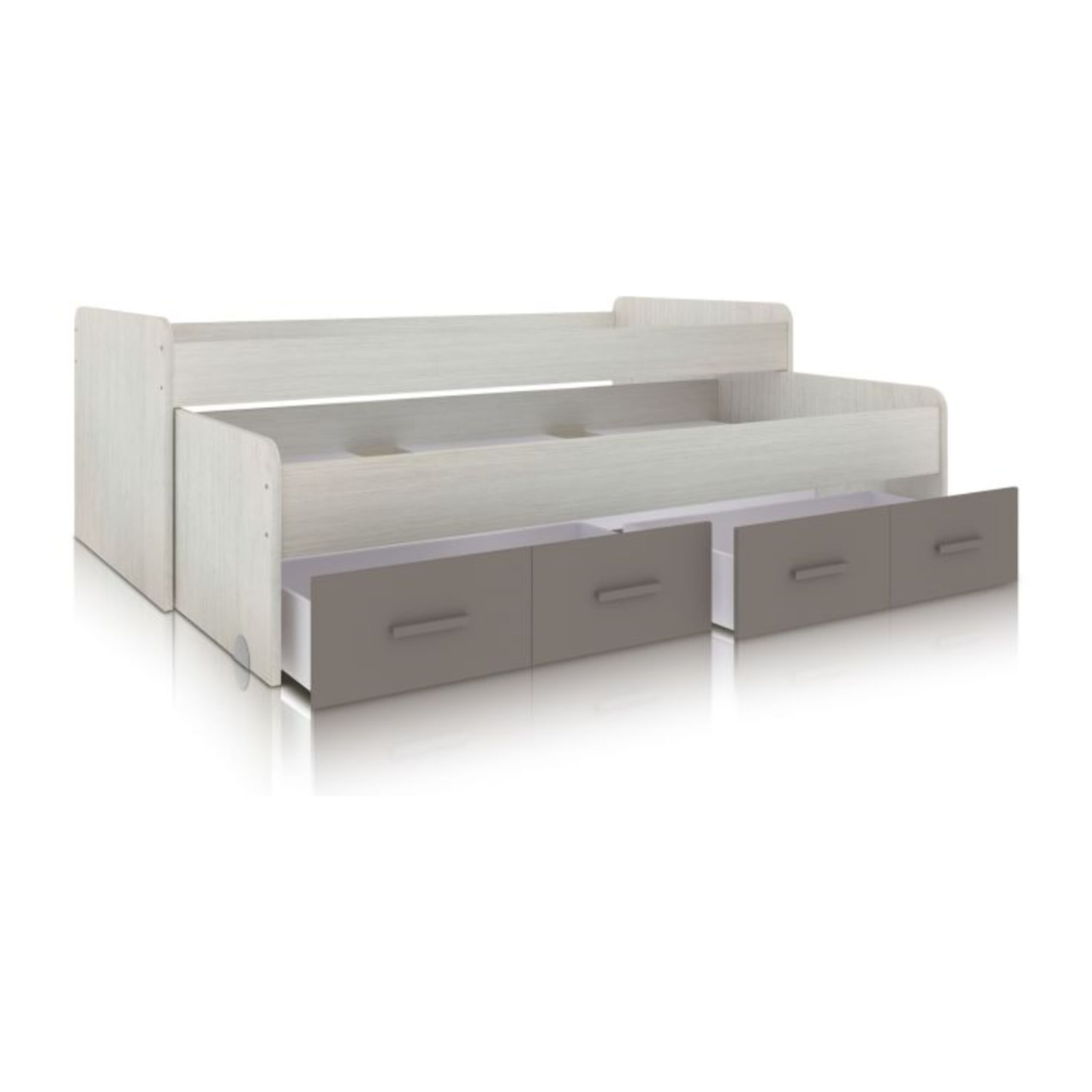 Cama doble juvenil Axim Blanco Alpes - Basalto
