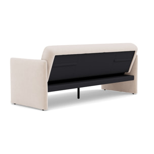 Mathis - Canapé convertible clic-clac 3 places en velours côtelé - Beige