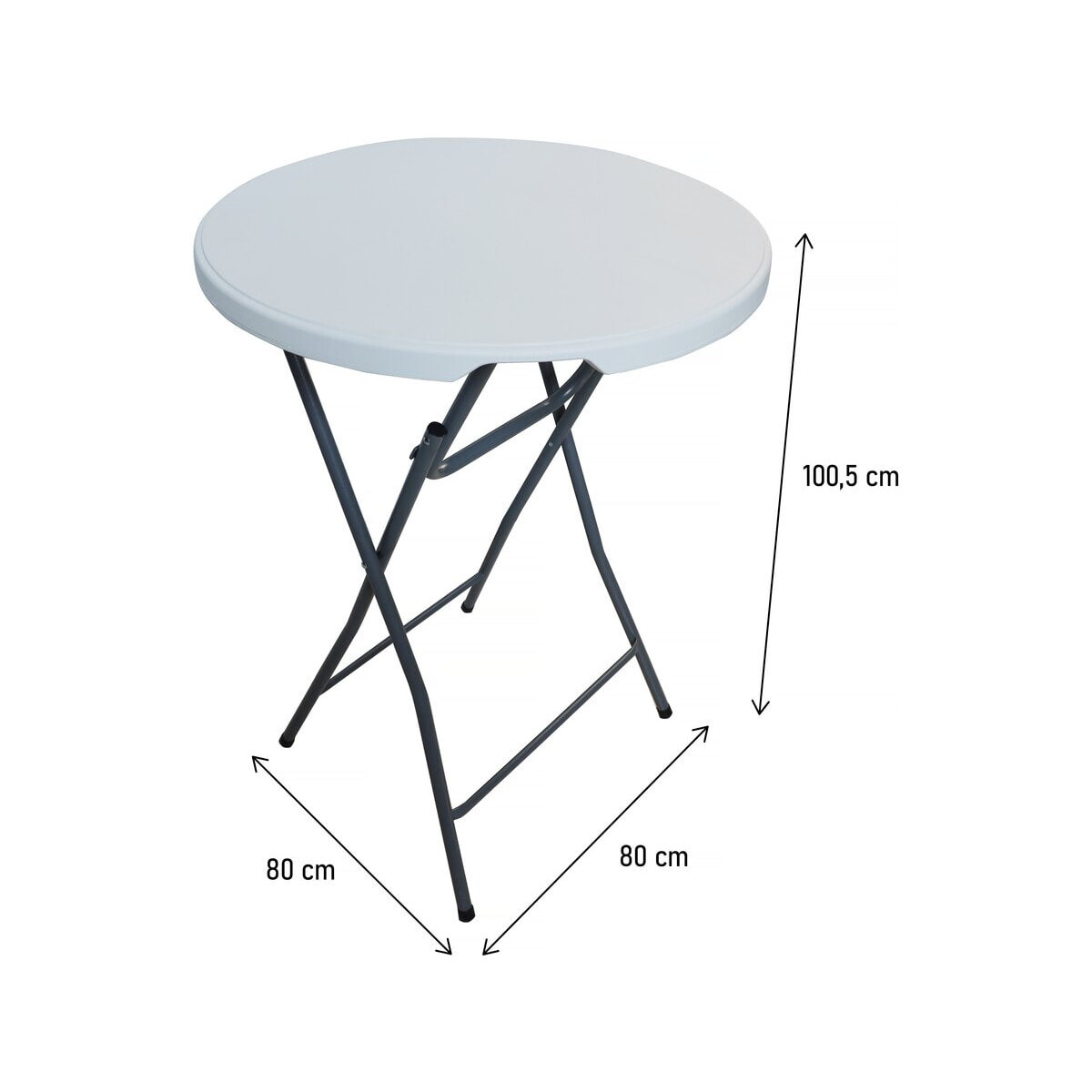 Table haute pliante en plastique Ø 80 cm "Lili" - blanc