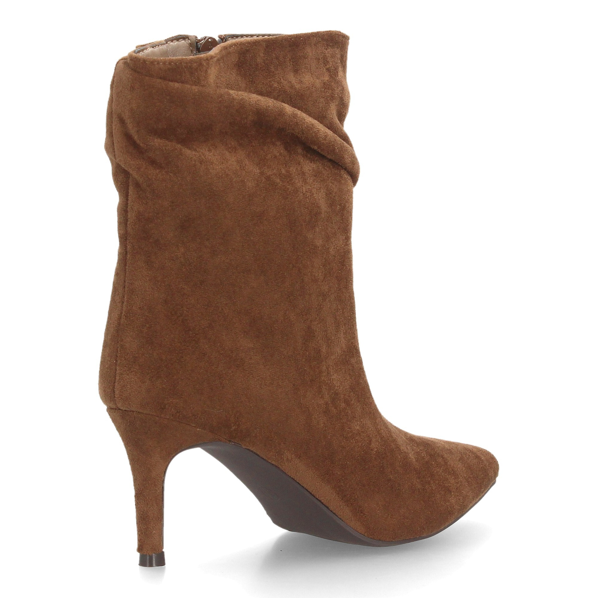 Botines de tacón fino con caña arrugada para mujer