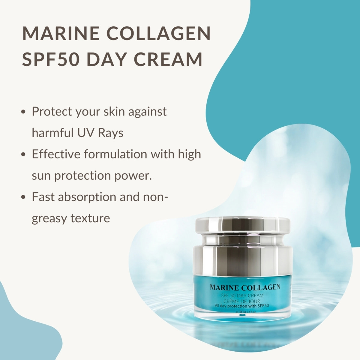 Crema de día con colágeno marino FPS 50