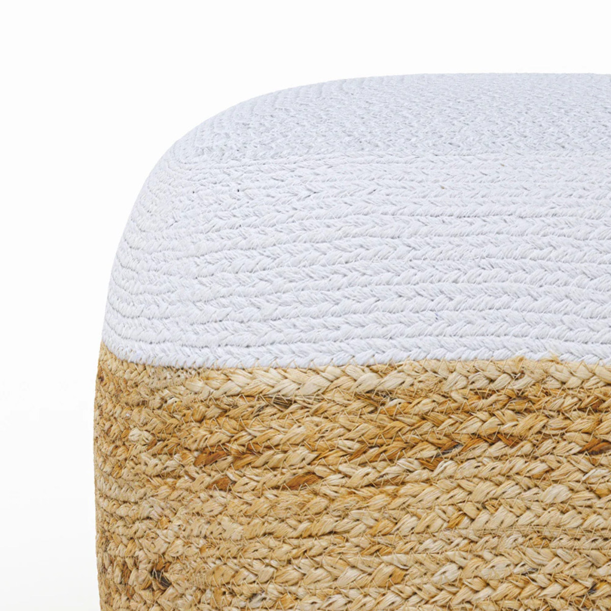 Pouf en jute beige et blanc D40 cm - Billy