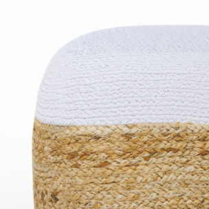 Pouf en jute beige et blanc D40 cm - Billy