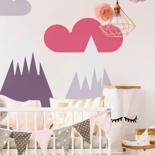 Stickers muraux enfants - Décoration chambre bébé - Autocollant Sticker mural géant enfant montagnes scandinaves LOKA