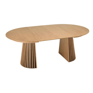 SYA - Table à manger ronde extensible L120/160/200 décor et chêne naturel