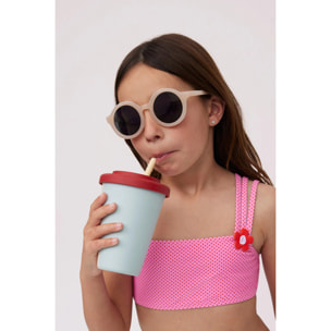 Completo bikini da bambina a pois rosa