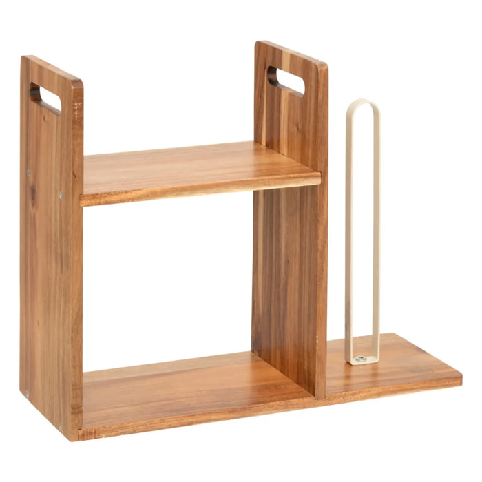 Etagère et porte-rouleau 2 niveaux Acacia