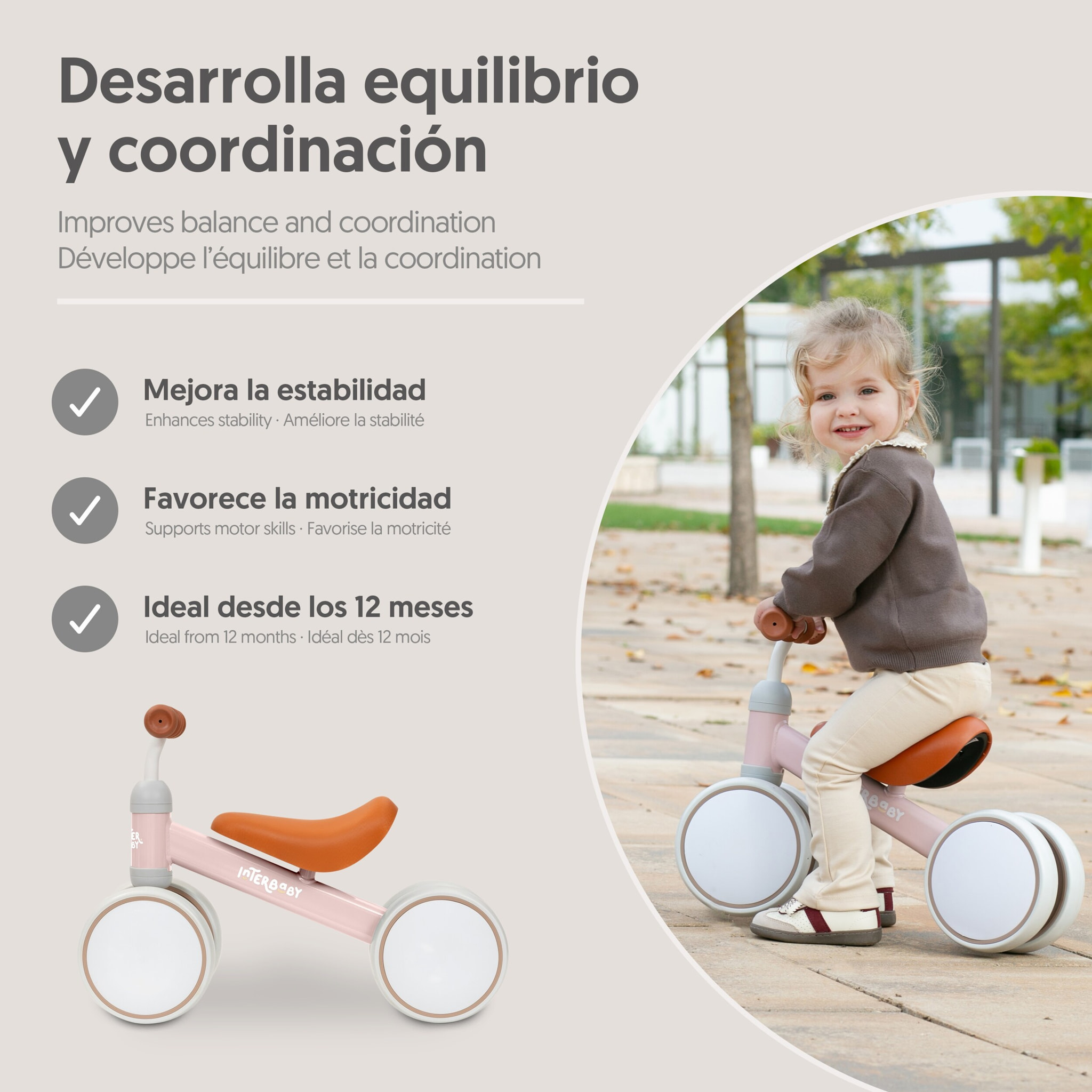Bicicleta de Equilibrio sin Pedales en Rosa