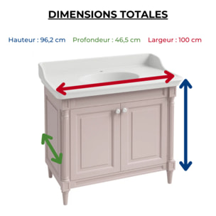 Meuble vasque Cléo 1889 rose pâle velours monotrou