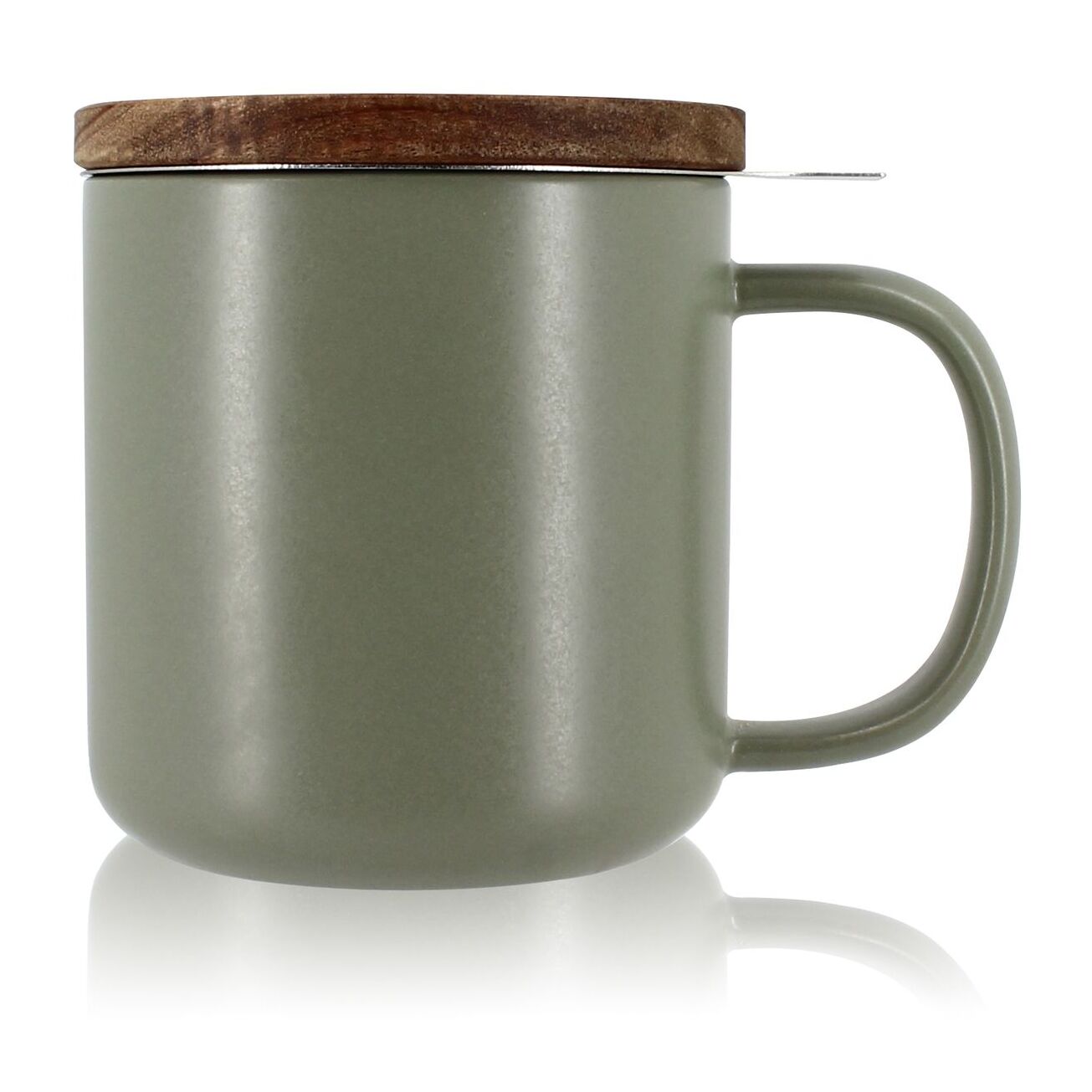 Tisanière en grès verte avec couvercle en bois d'acacia 300ml JULIET