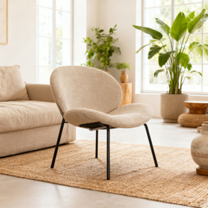 Fauteuil en tissu beige chiné SACHA
