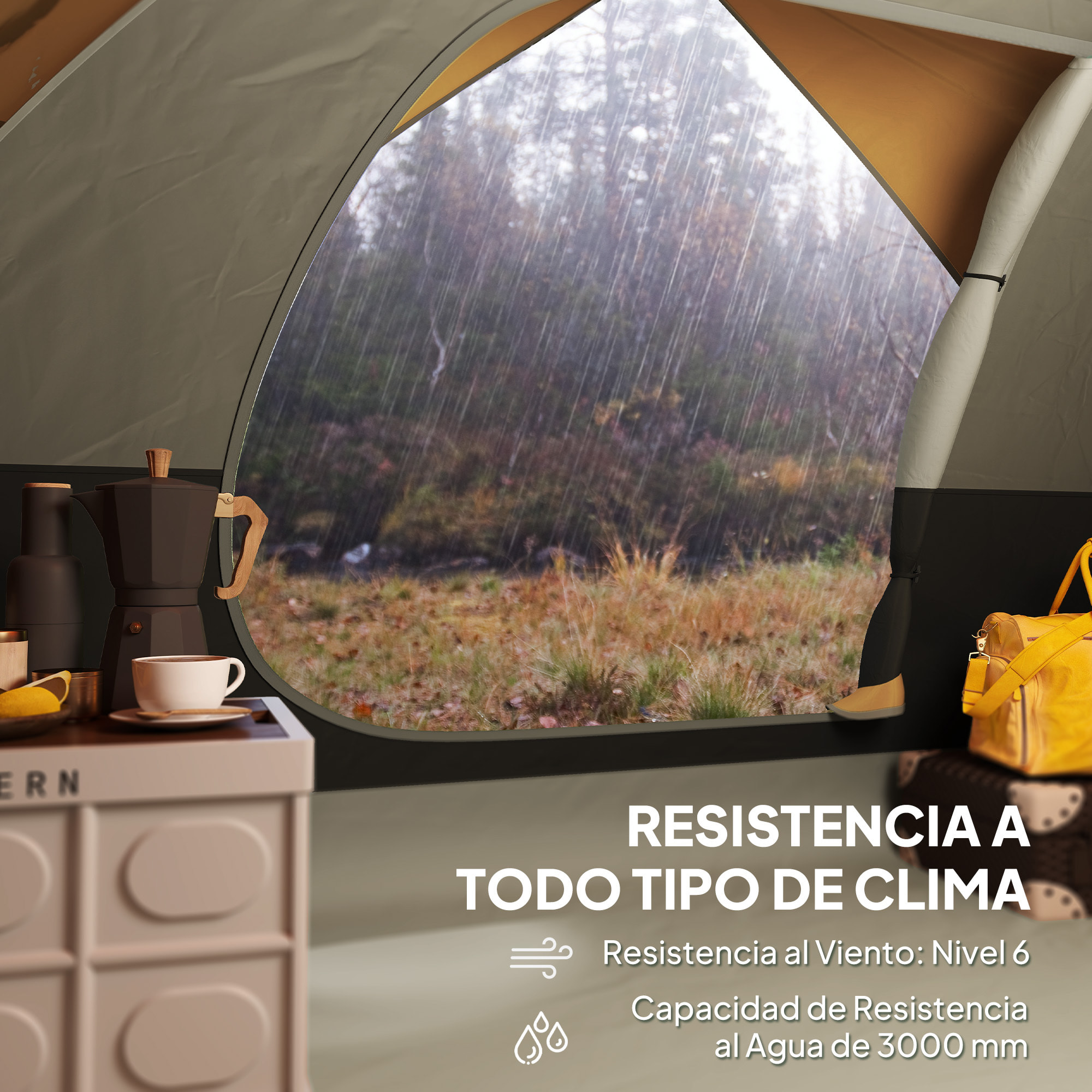 Tienda de Campaña para 2-4 Personas Tienda de Camping Plegable con Puerta Ventana de Malla Bolsillos Gancho y Bolsa de Transporte Impermeable Fácil Instalación para Senderismo Naranja y Gris