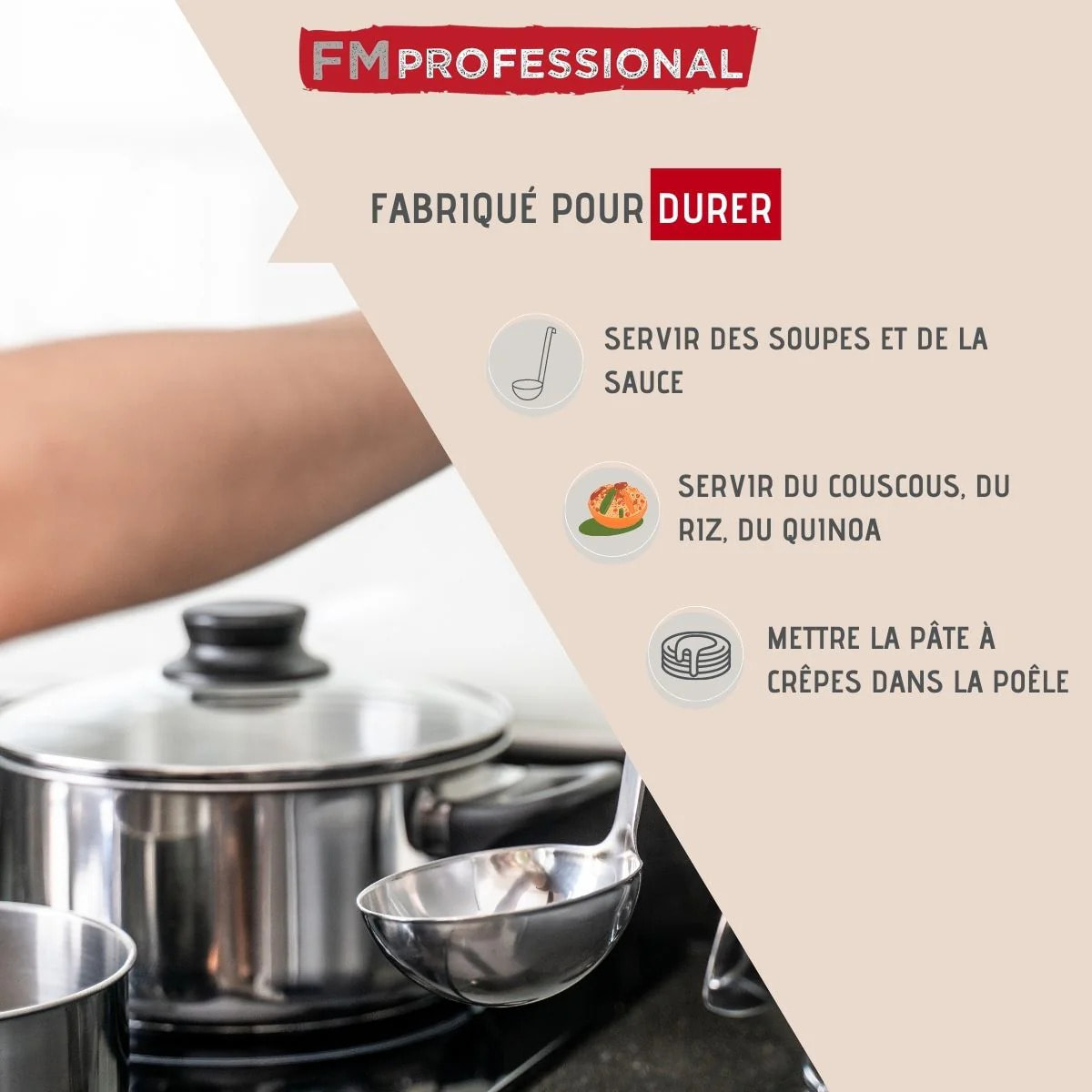 Louche de cuisine inox 43 cm FM Professional Divers