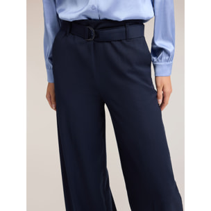 Motivi - Pantaloni palazzo in cady con cintura - Blu
