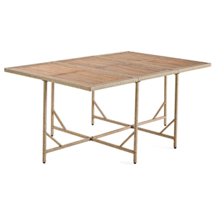 Cuba – salon de jardin encastrable en résine tressé beige - 10 places - coussins beige + housse de protection - Beige
